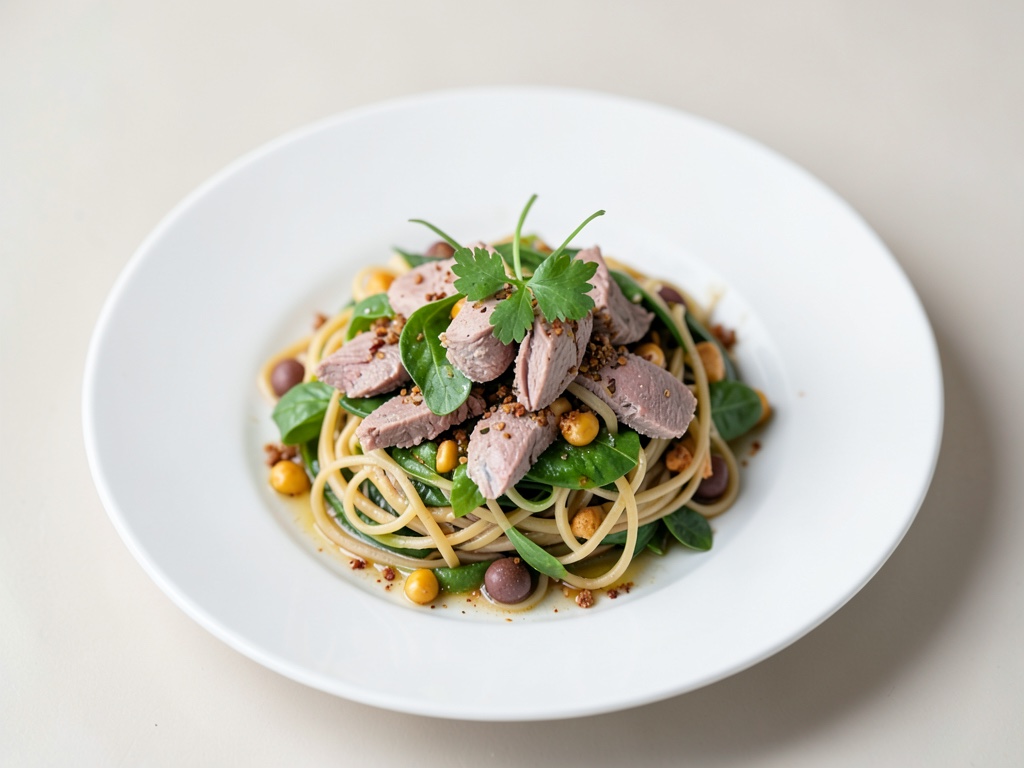 Insalata di vermicelli di vetro asiatici al tonno
