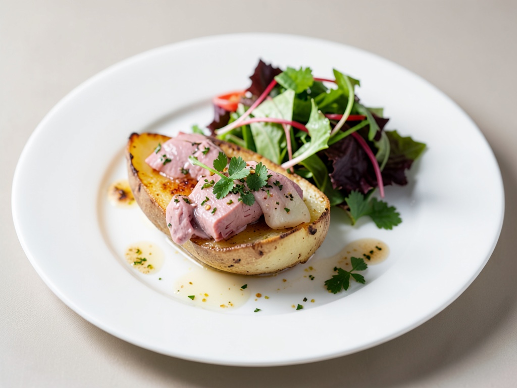 Barchette di patate al tonno con insalata