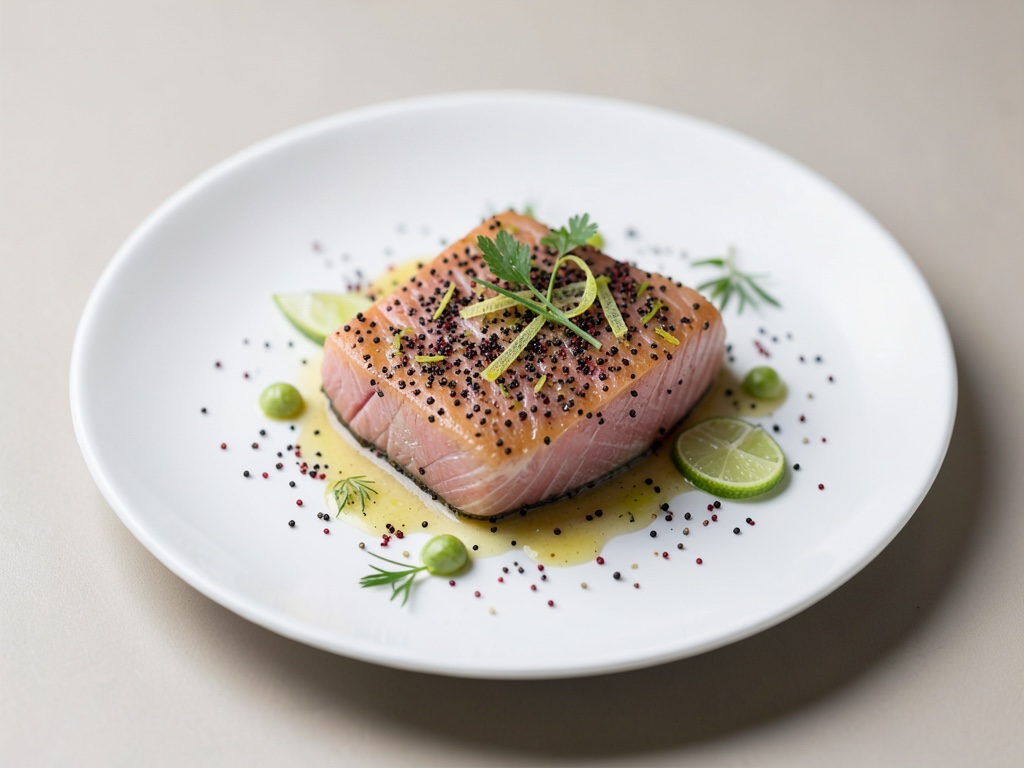 Filet de thon au sésame et zeste de citron vert