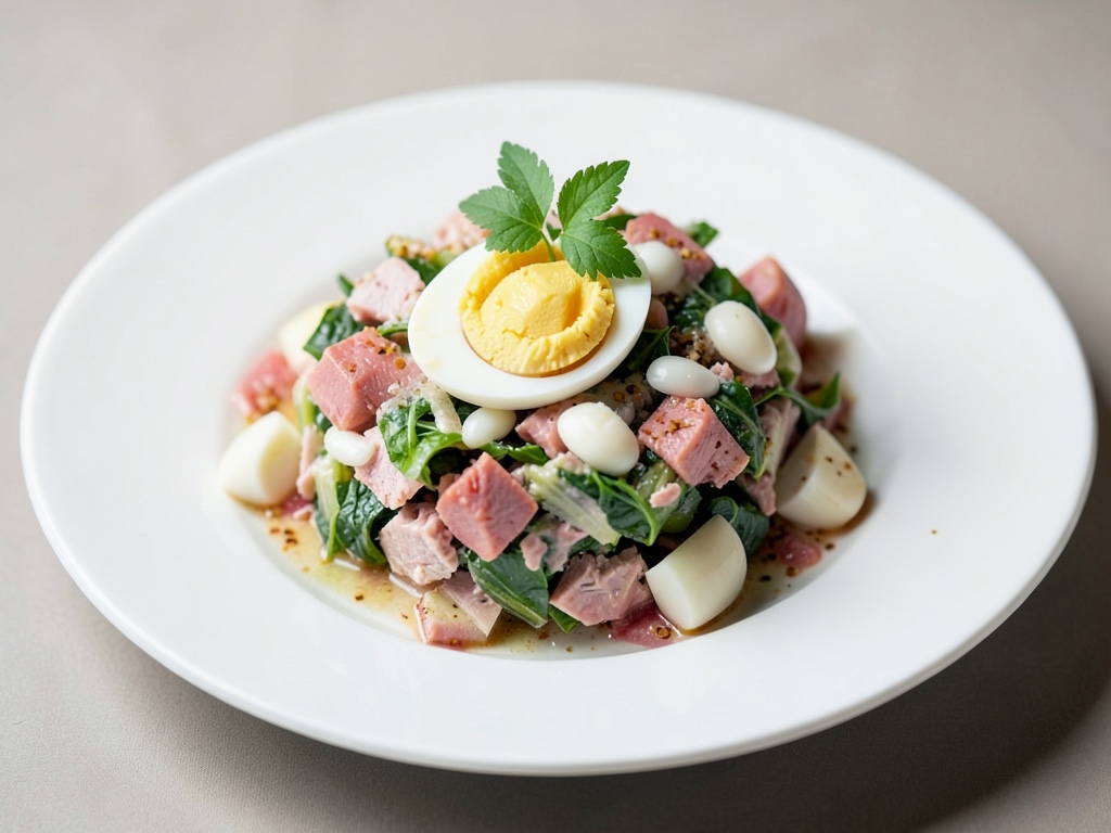 Ensalada de atún con huevos picados