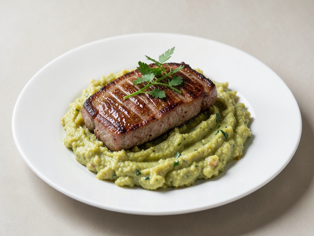 Bistecche di tonno con crema di avocado e patate