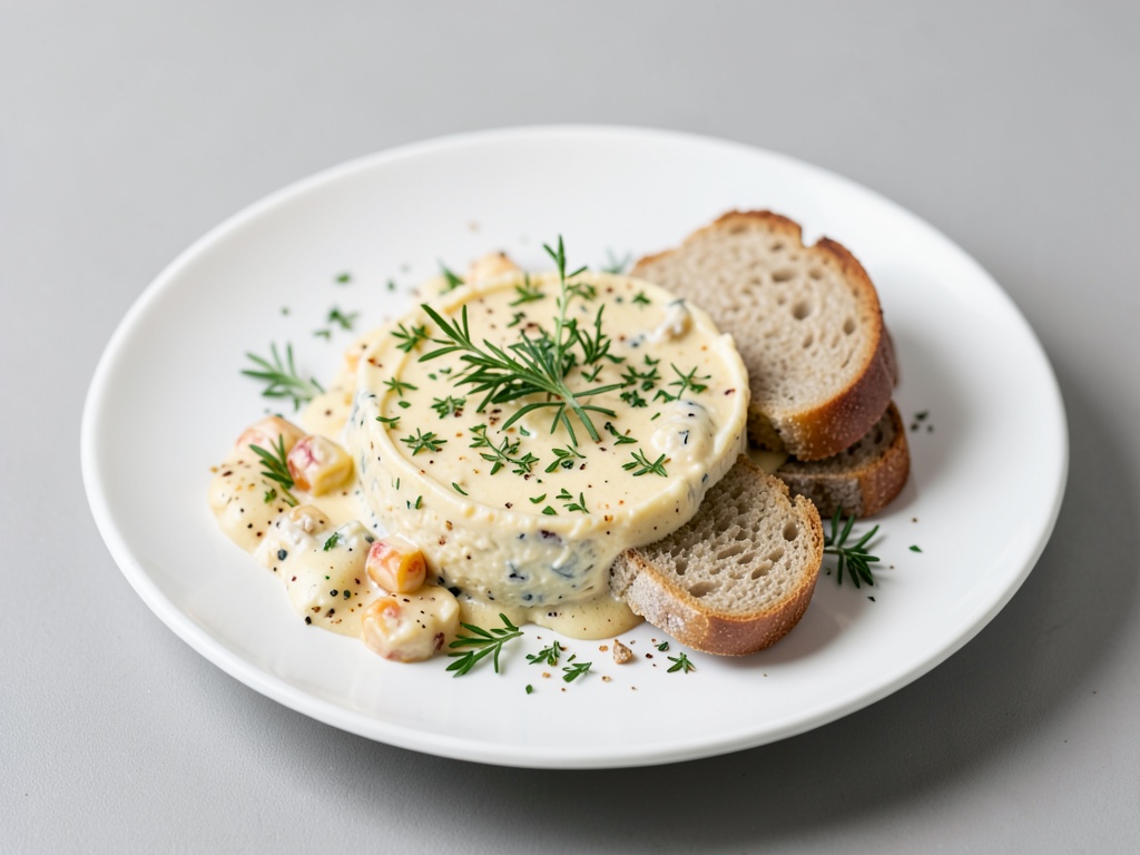Fonduta di formaggio al timo con pane al forno