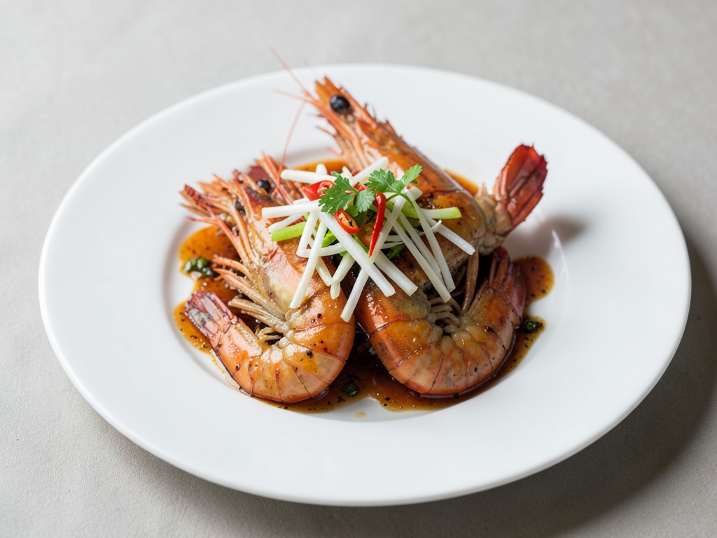 Gamberetti tigre con cipollotti e peperoncino