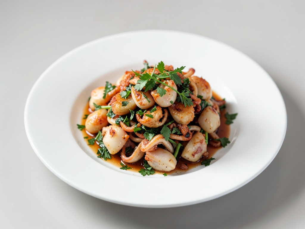 Ensalada de calamar crujiente con hierbas