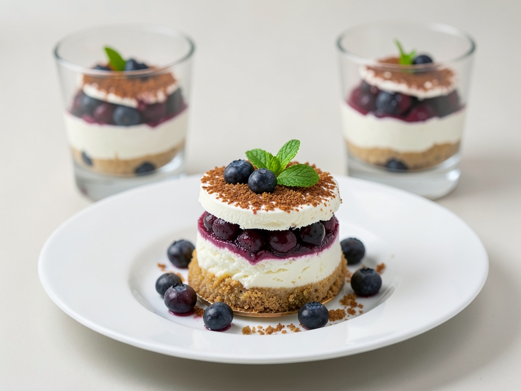 Blaubeer-Tiramisu in Gläsern
