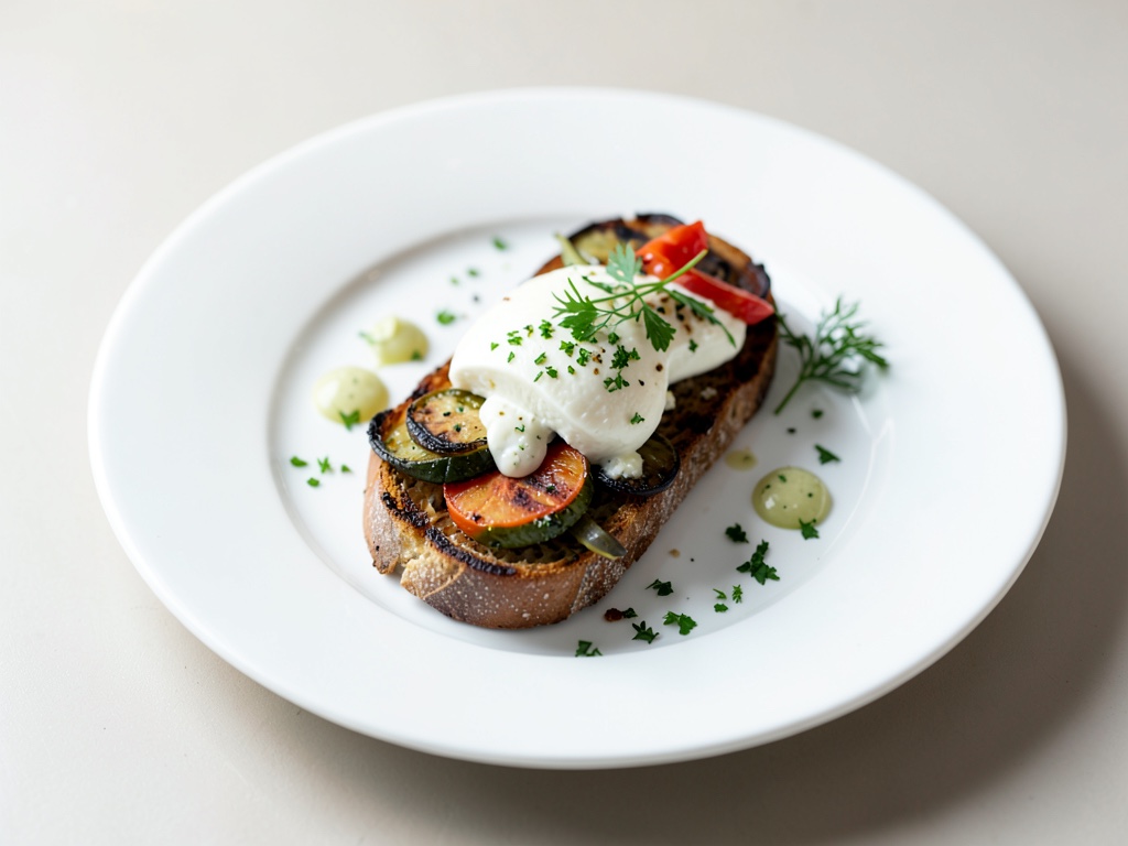 Toast al barbecue con verdure e mozzarella