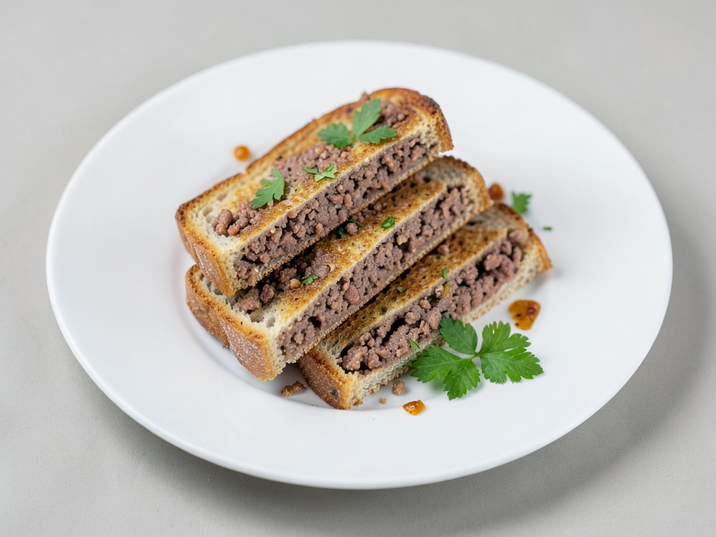 Sándwichs de tostada con carne picada sabrosa