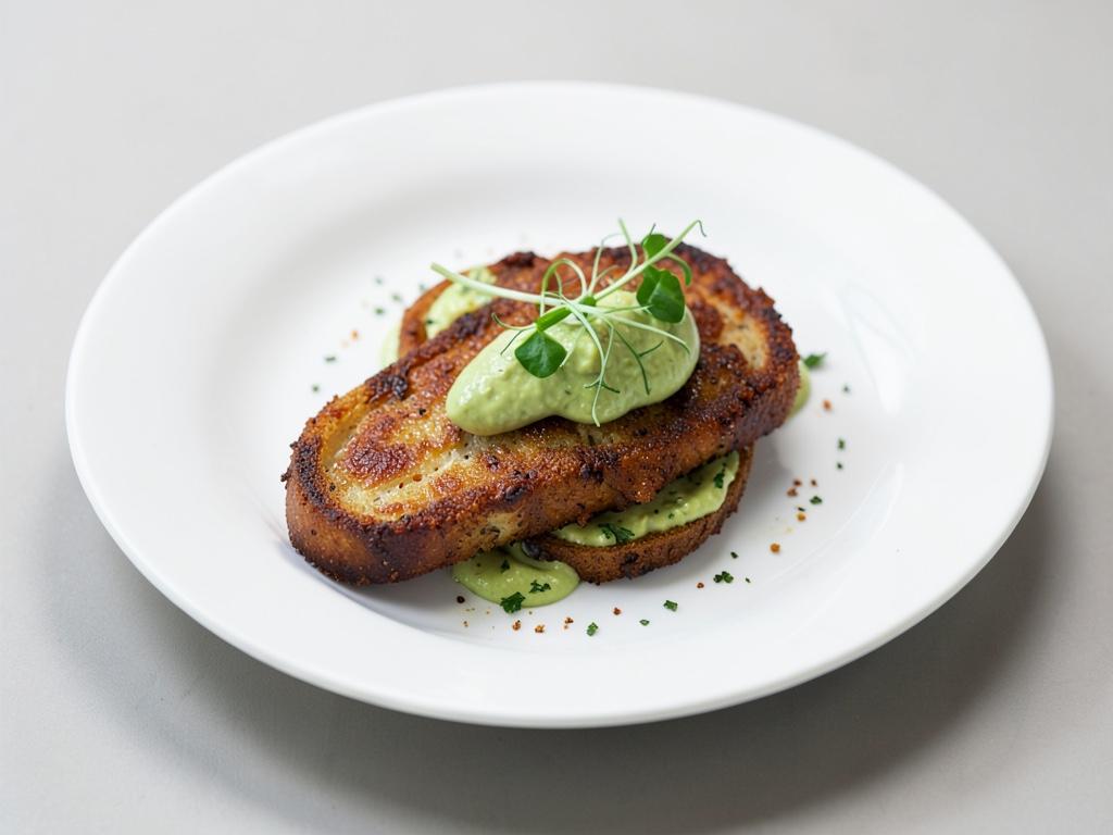 Tost crujiente de pollo con crema de aguacate