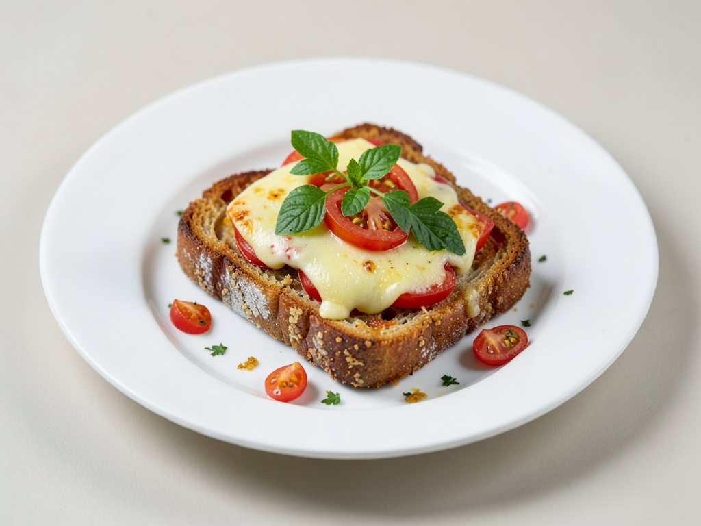 Toast croustillant au fromage et à la tomate