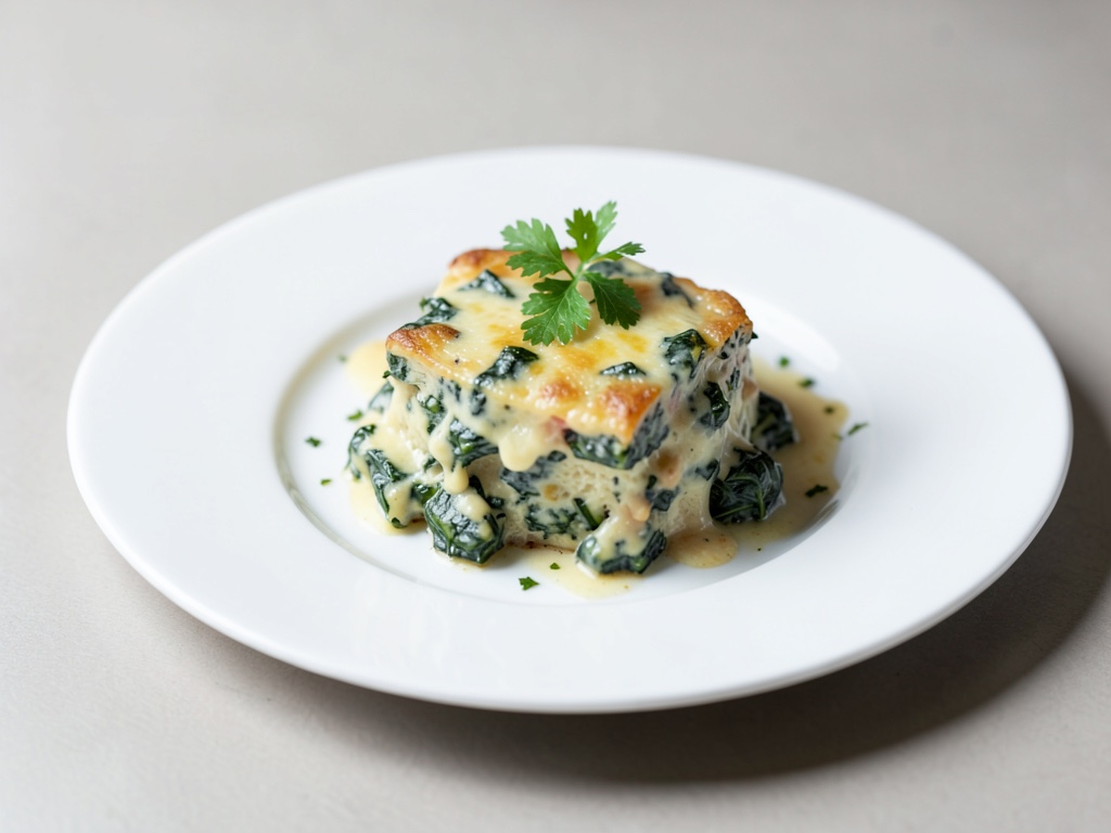 Gratin cremoso di spinaci e toast