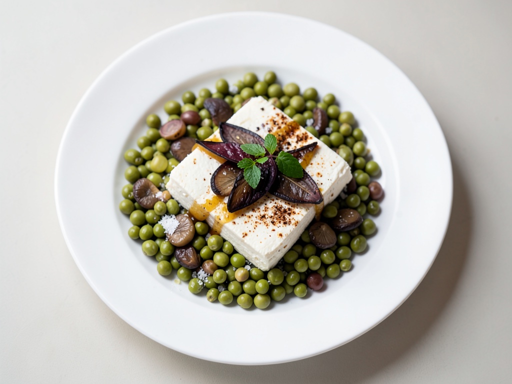 Wok-Pfanne mit Tofu, Bohnen und Shiitake-Pilzen