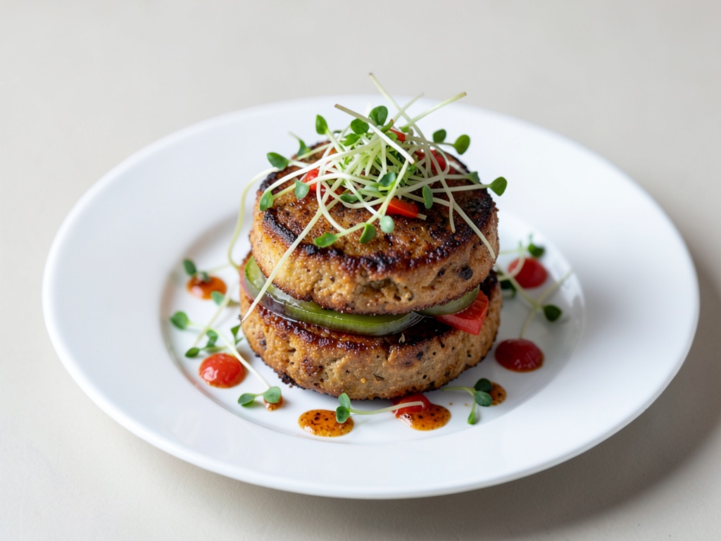 Hamburger al tofu croccanti con germogli croccanti