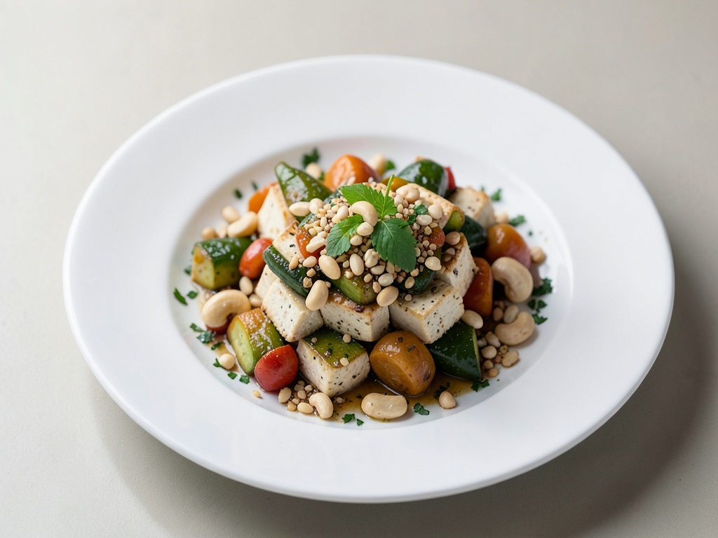 Padella di tofu e verdure con anacardi