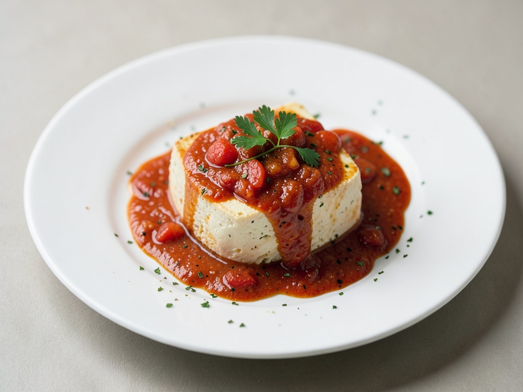 Tofu in salsa di pomodori e peperoni