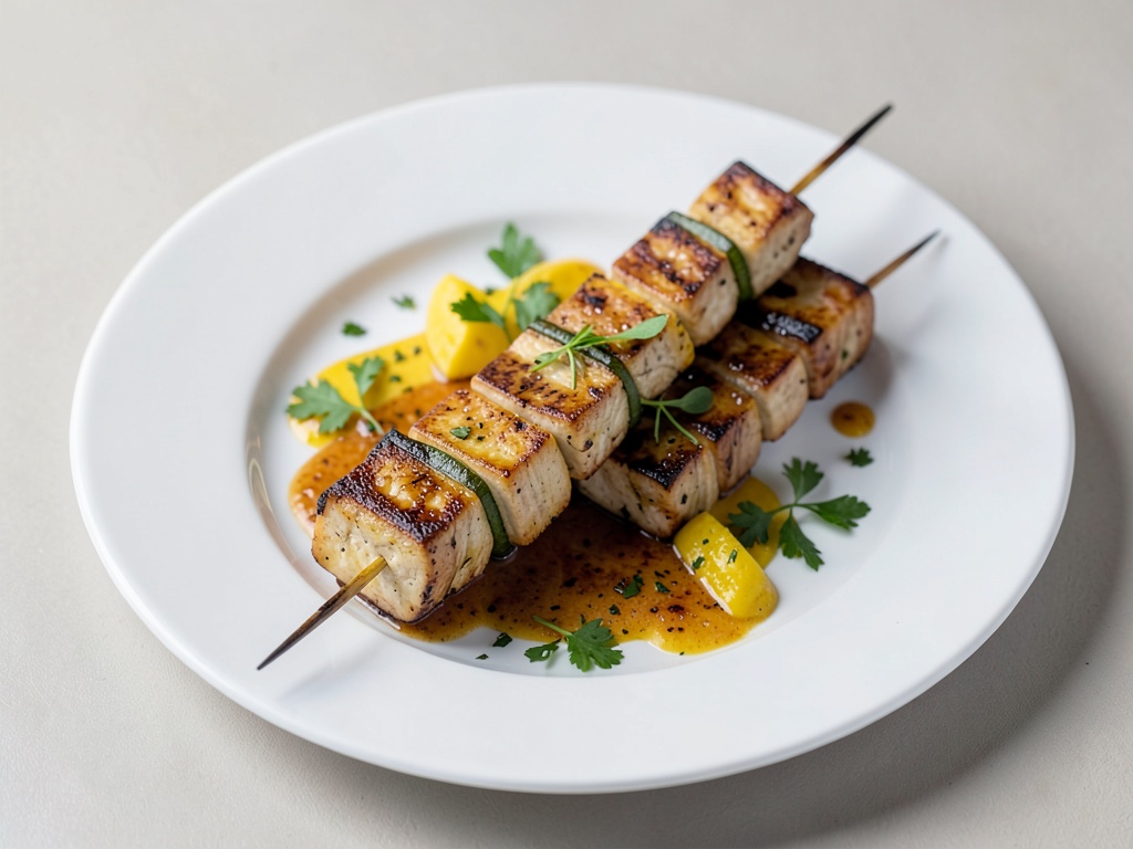 Spiedini di tofu e mango alla griglia