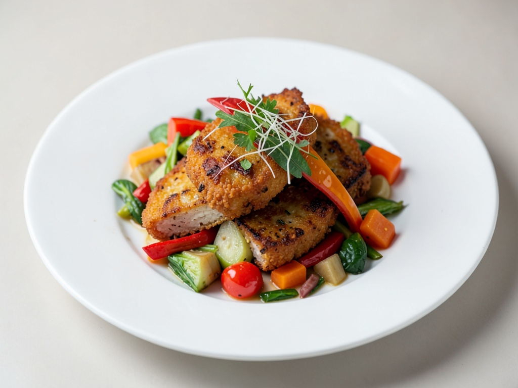 Tofu croccante con verdure colorate