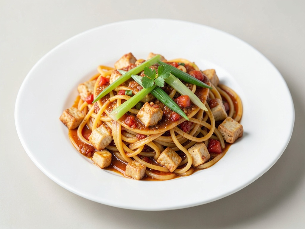 Scharfe Tofu-Nudelpfanne mit Zitronengras