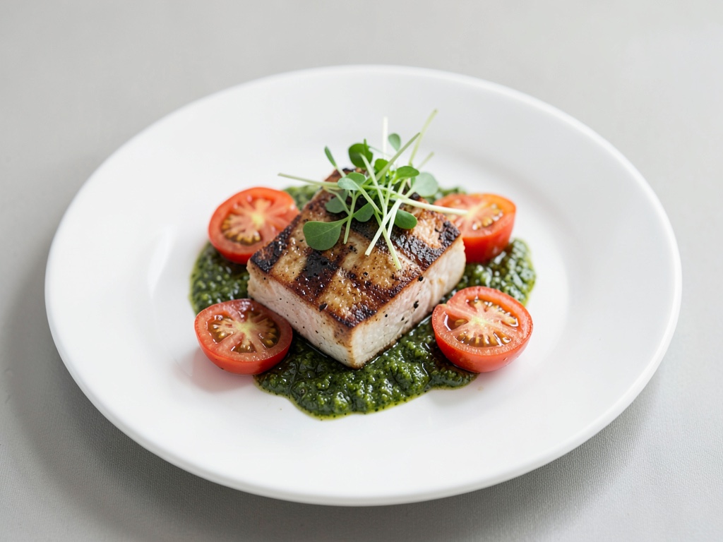 Pomodori al grill con pesto di aglio orsino