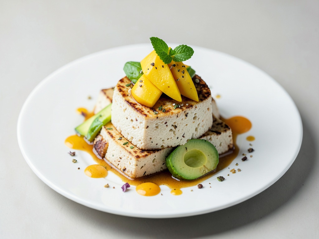 Torri di tofu con mango e avocado