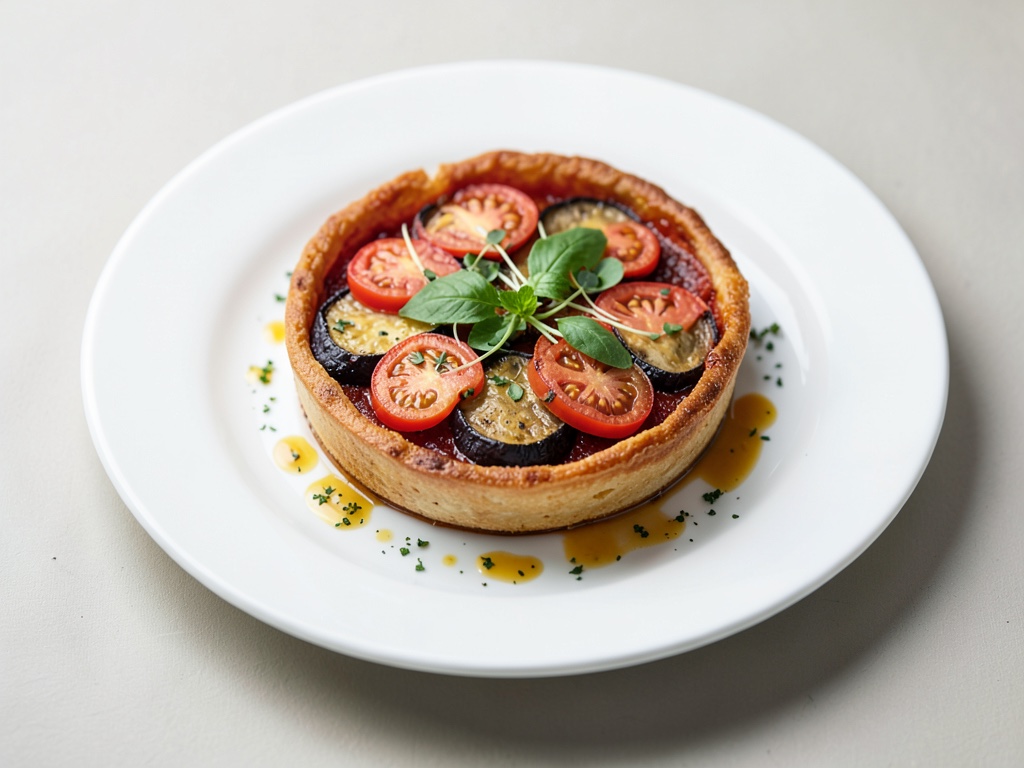 Tarte croustillante aux tomates et aubergines