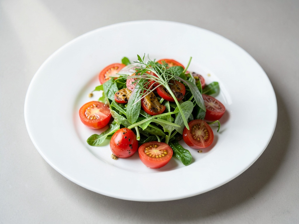 Insalata fresca con pomodori e aglio orsino