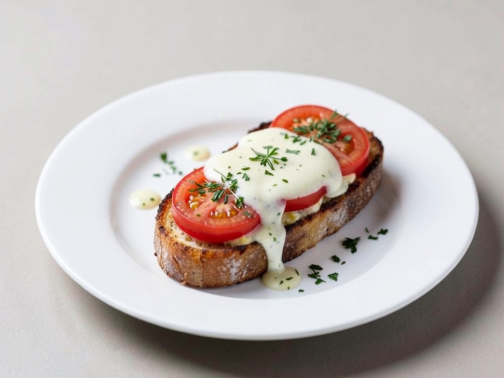 Crostini croccanti al formaggio e pomodoro con aglio e prezzemolo