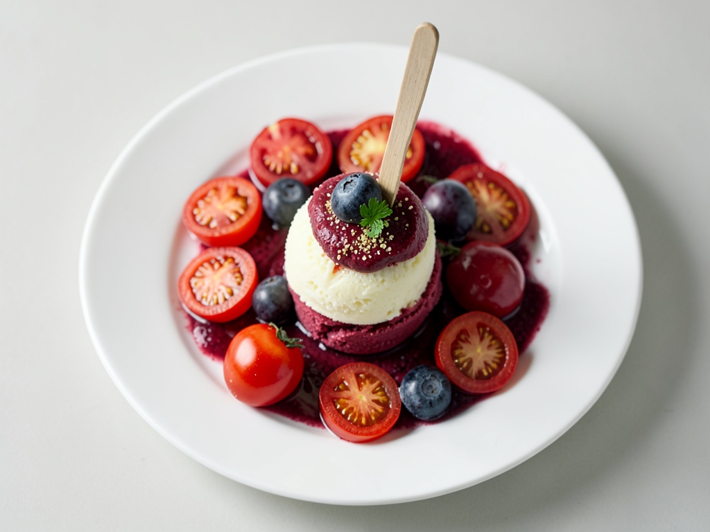 Tomaten-Erdbeer-Eis am Stiel