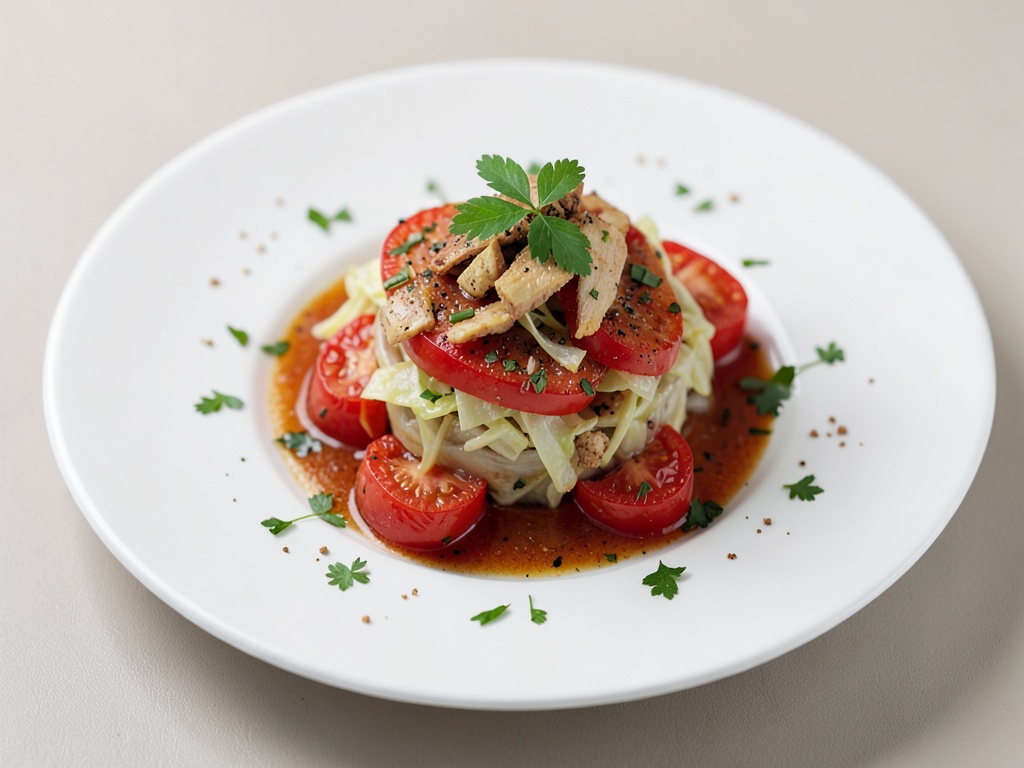 Pomodori al vapore con ripieno di cavolo e zenzero