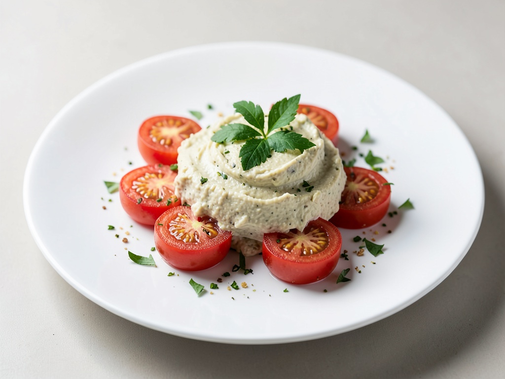 Pomodori freschi con ripieno cremoso di formaggio fresco e olive