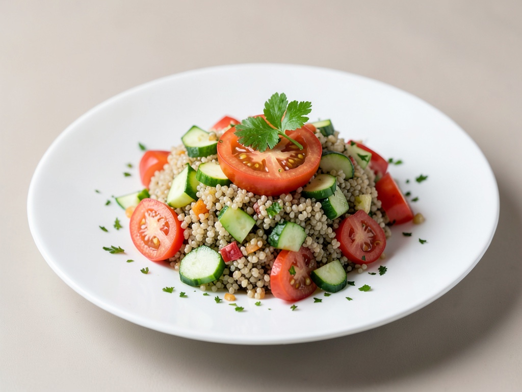 Insalata di bulgur rinfrescante con pomodori e cetrioli