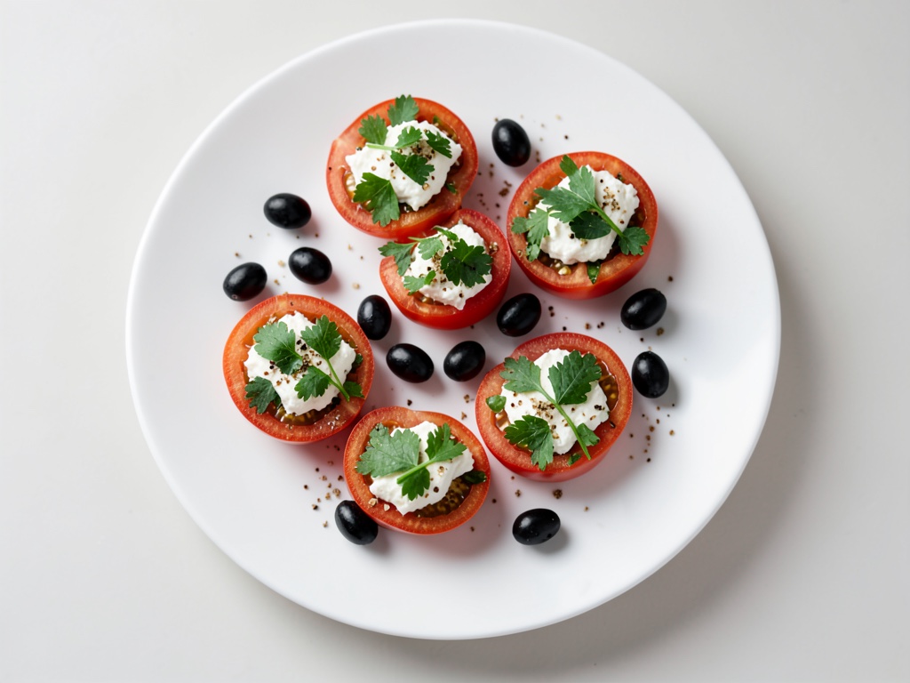 Tomates farcies au fromage frais et cresson de jardin