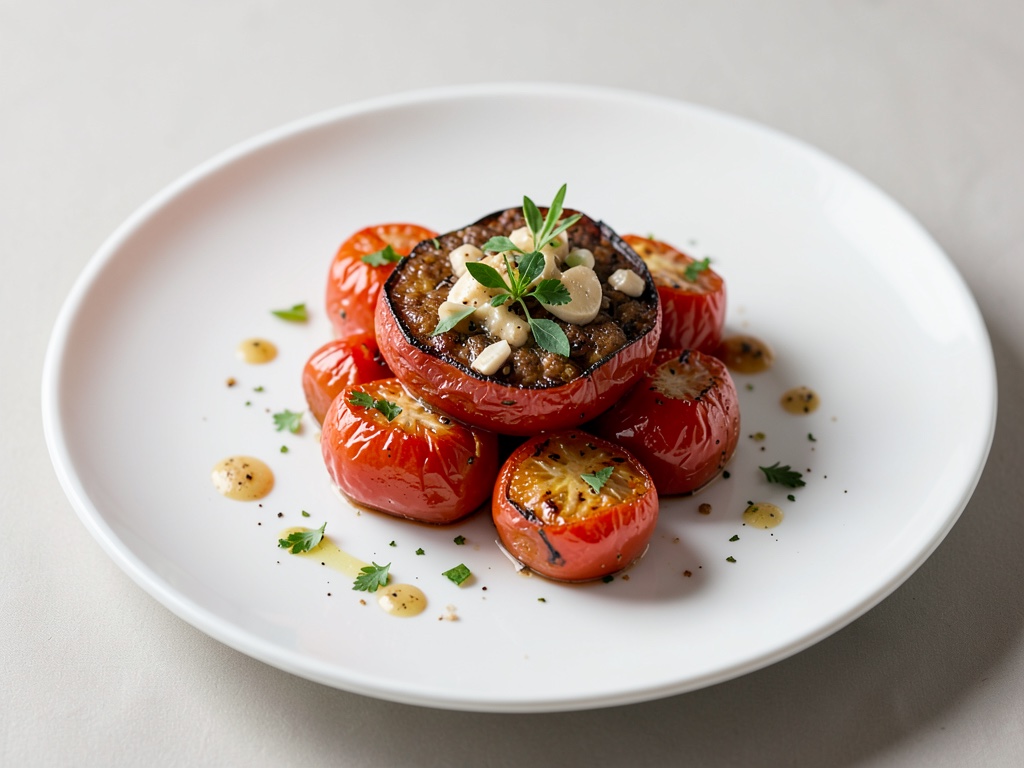 Pomodori al forno con aglio tostato