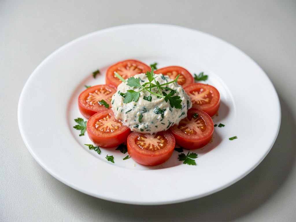 Pomodori freschi con salsa alle erbe dal gusto fruttato