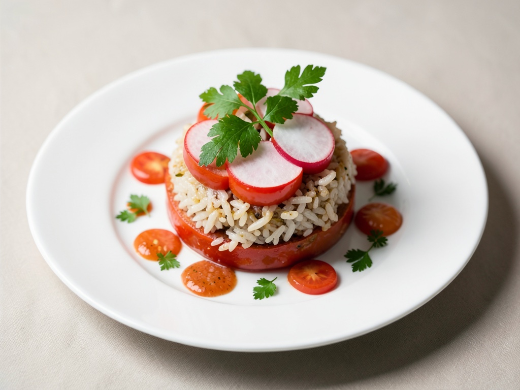 Pomodori ripieni con riso e ravanelli