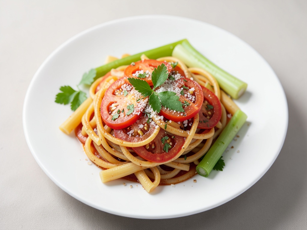 Pasta mit Tomaten und Lauch