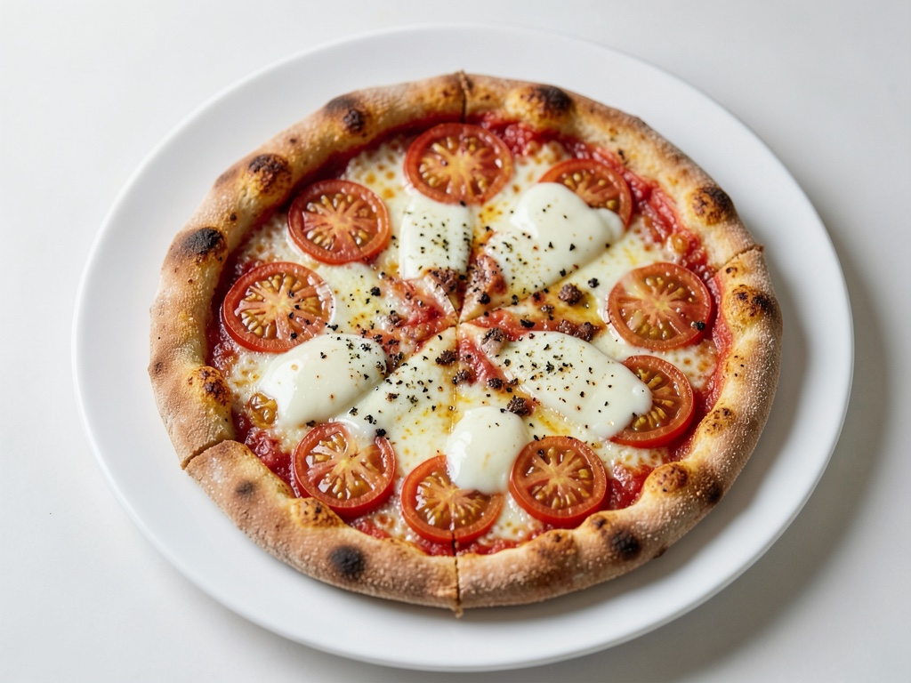 Pizza croccante con pomodoro, mozzarella e alici