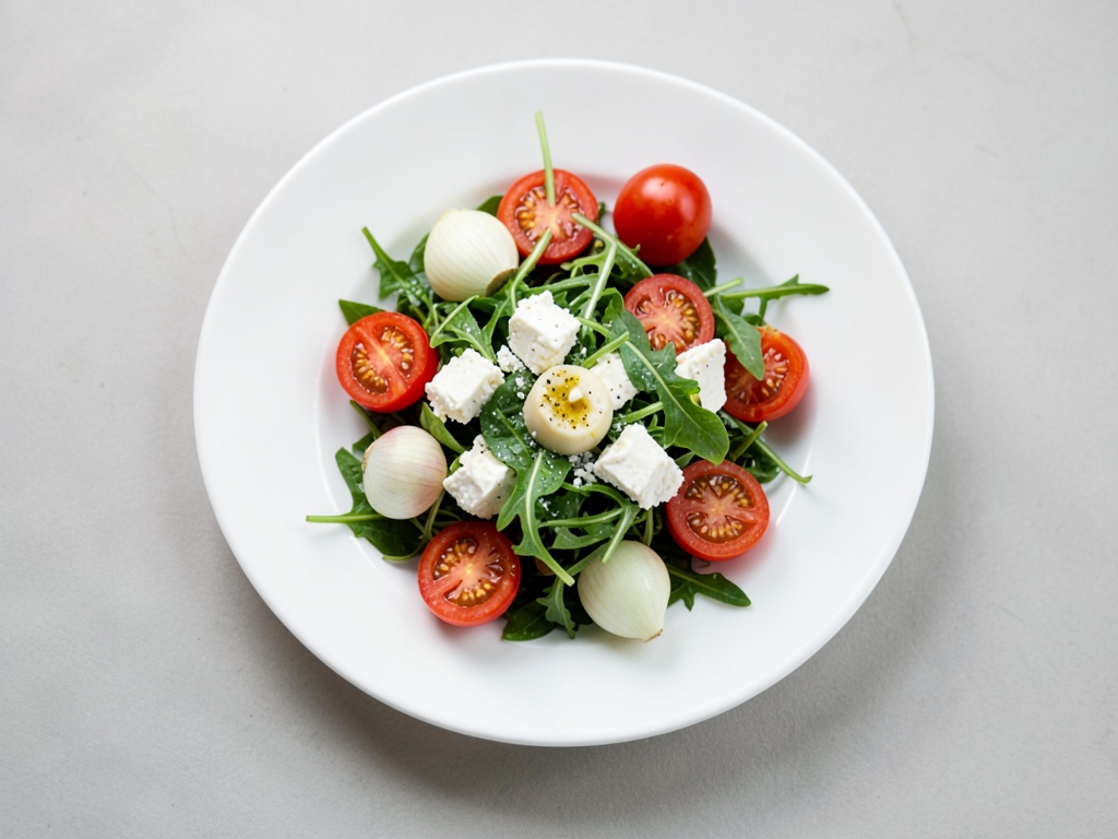 Insalata di pomodori e spinaci con formaggio di capra