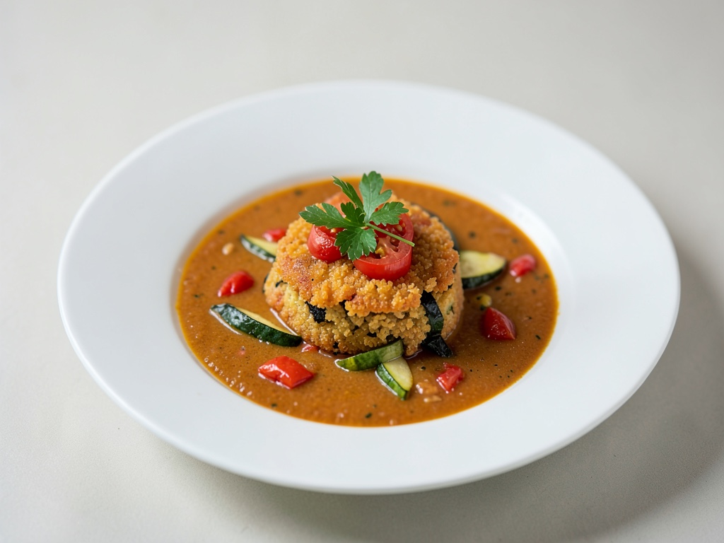 Zuppa croccante di pomodori e zucchine