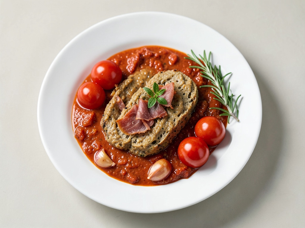 Zuppa di pomodori cremosa con crostini croccanti e pancetta