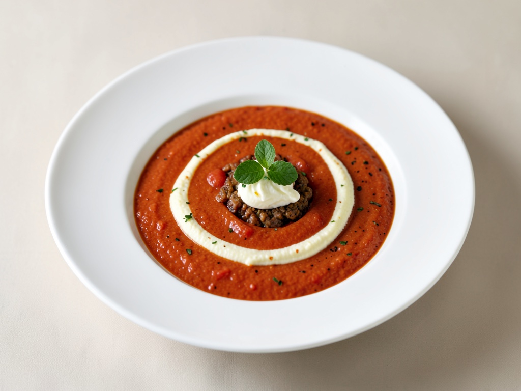 Cremige Tomaten-Suppe mit Chili-Sahne