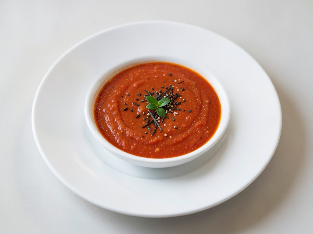 Zuppa fredda di pomodori rinfrescante con nota di anice