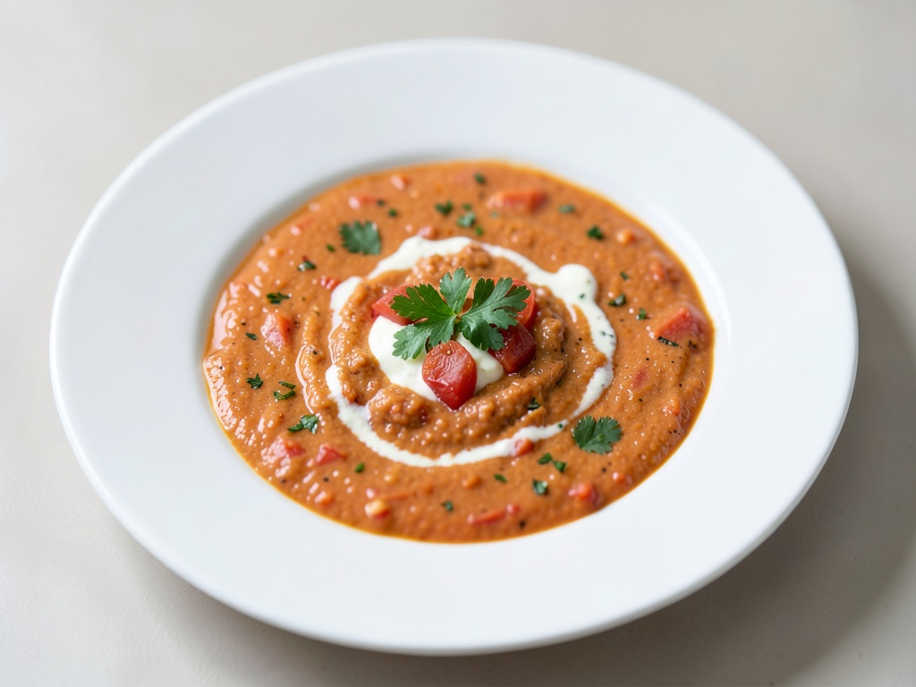 Soupe crémeuse de tomates et carottes à la crème au gin
