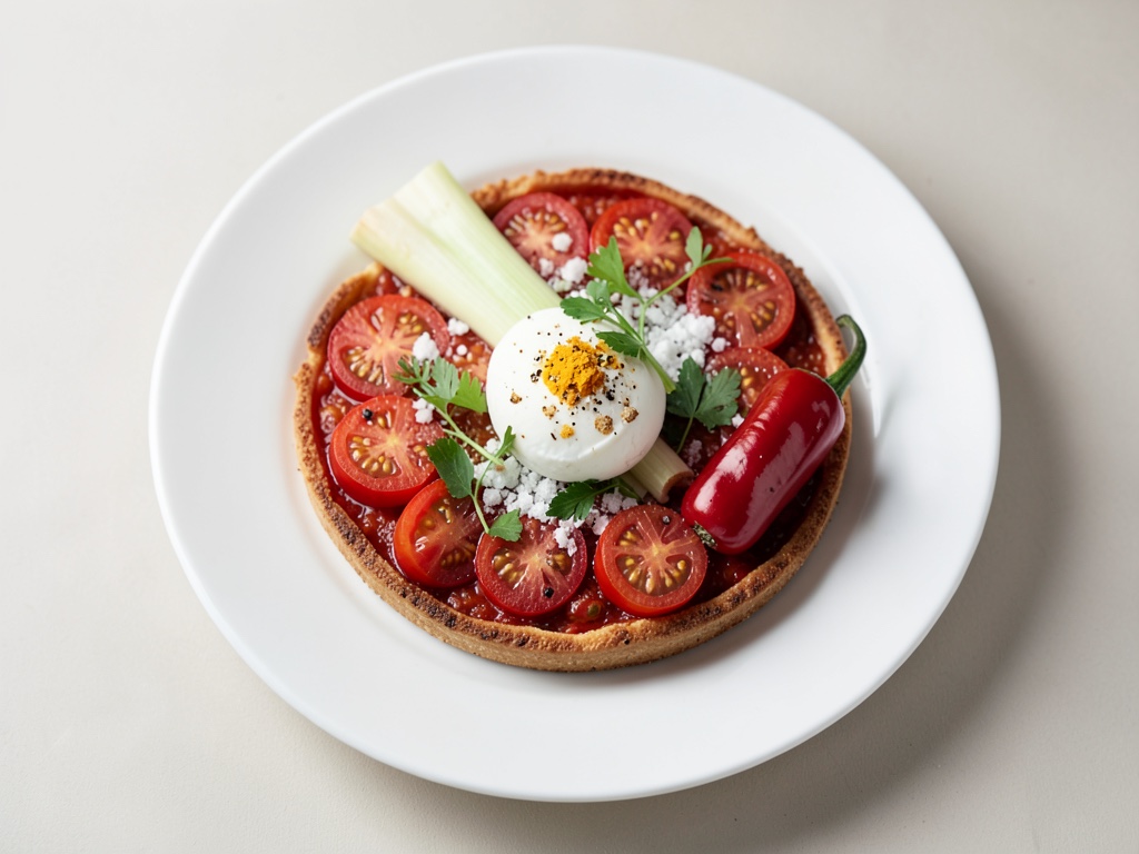 Poêle de tomates avec œuf coque