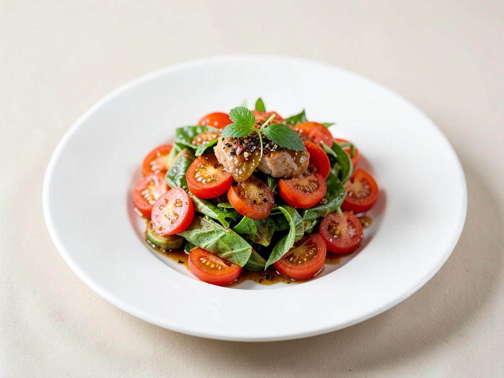 Insalata classica di pomodori e basilico tiepida