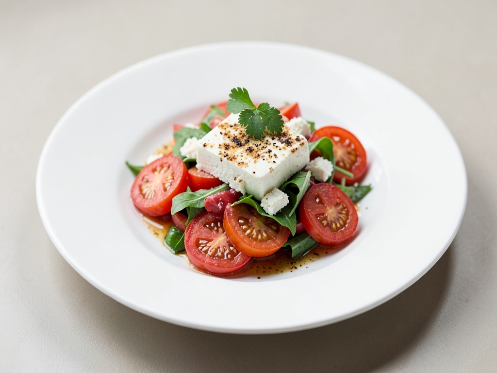 Insalata di pomodori con formaggio di capra gratinato