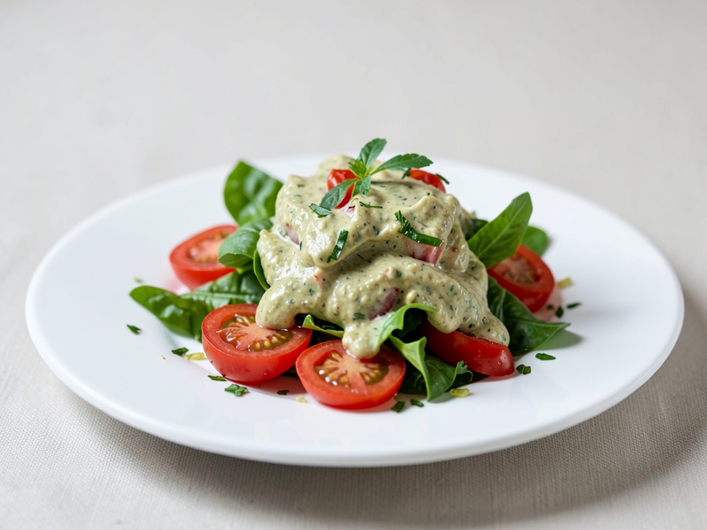 Insalata fresca di pomodori con crema di avocado