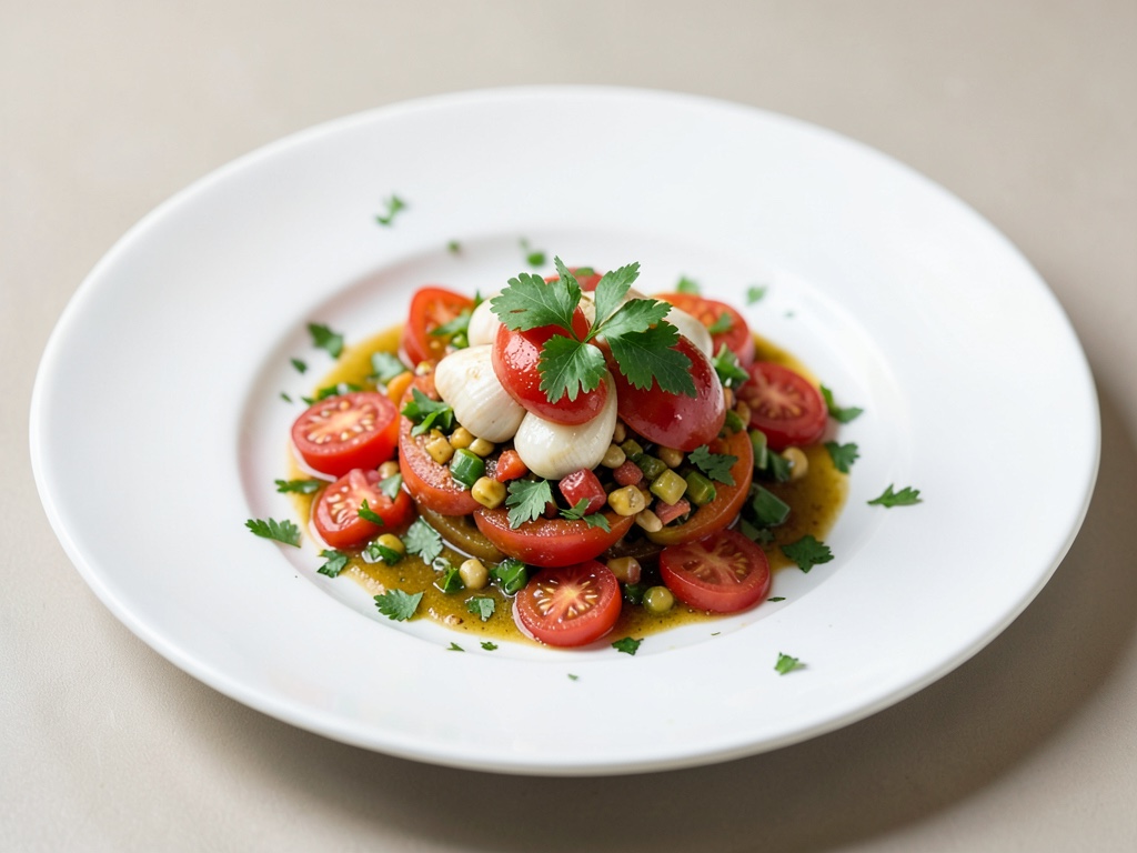 Salsa fresca di pomodori e coriandolo con aglio