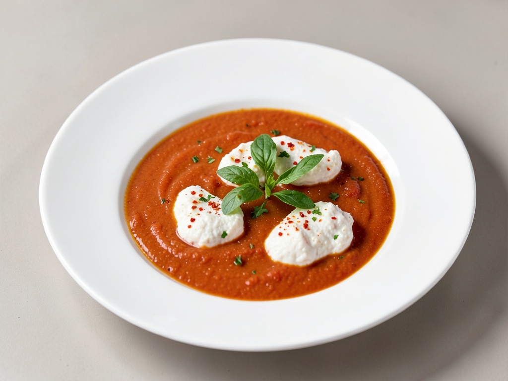 Zuppa cremosa di pomodori con gnocchetti di ricotta soffici