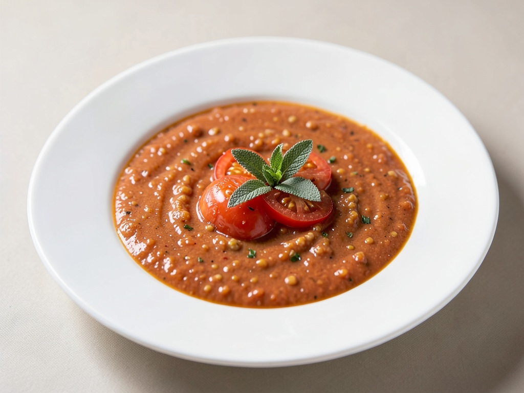 Cremige Tomaten-Buchweizen-Suppe mit knusprigem Salbei