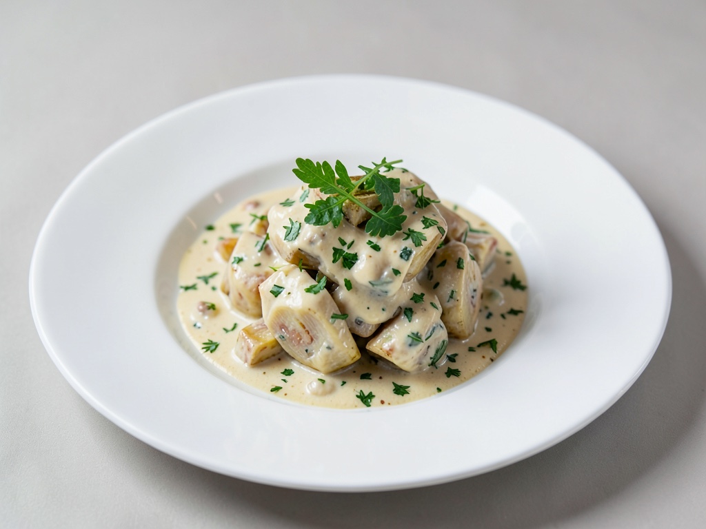 Insalata cremosa di topinambur con erbe fresche